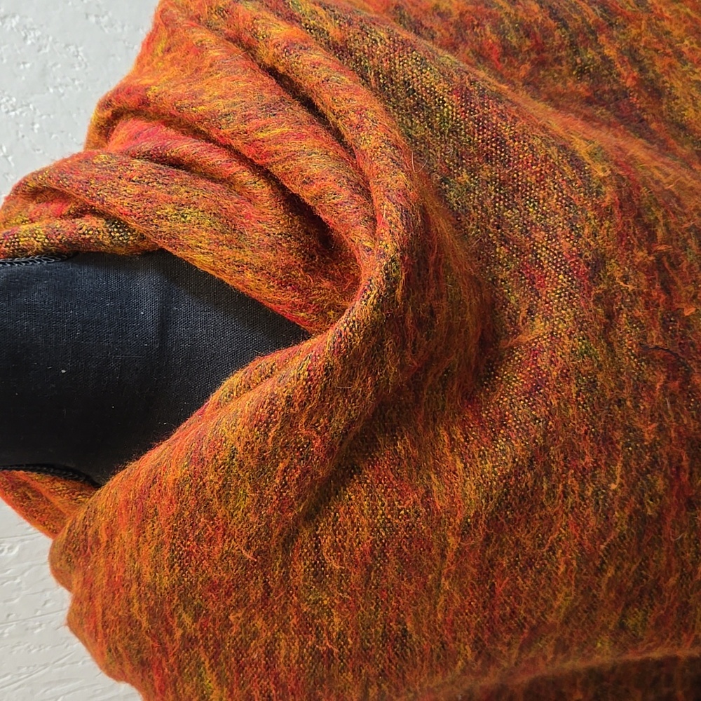 Alpaca  Orange and Black Fringed Shawl Scarf